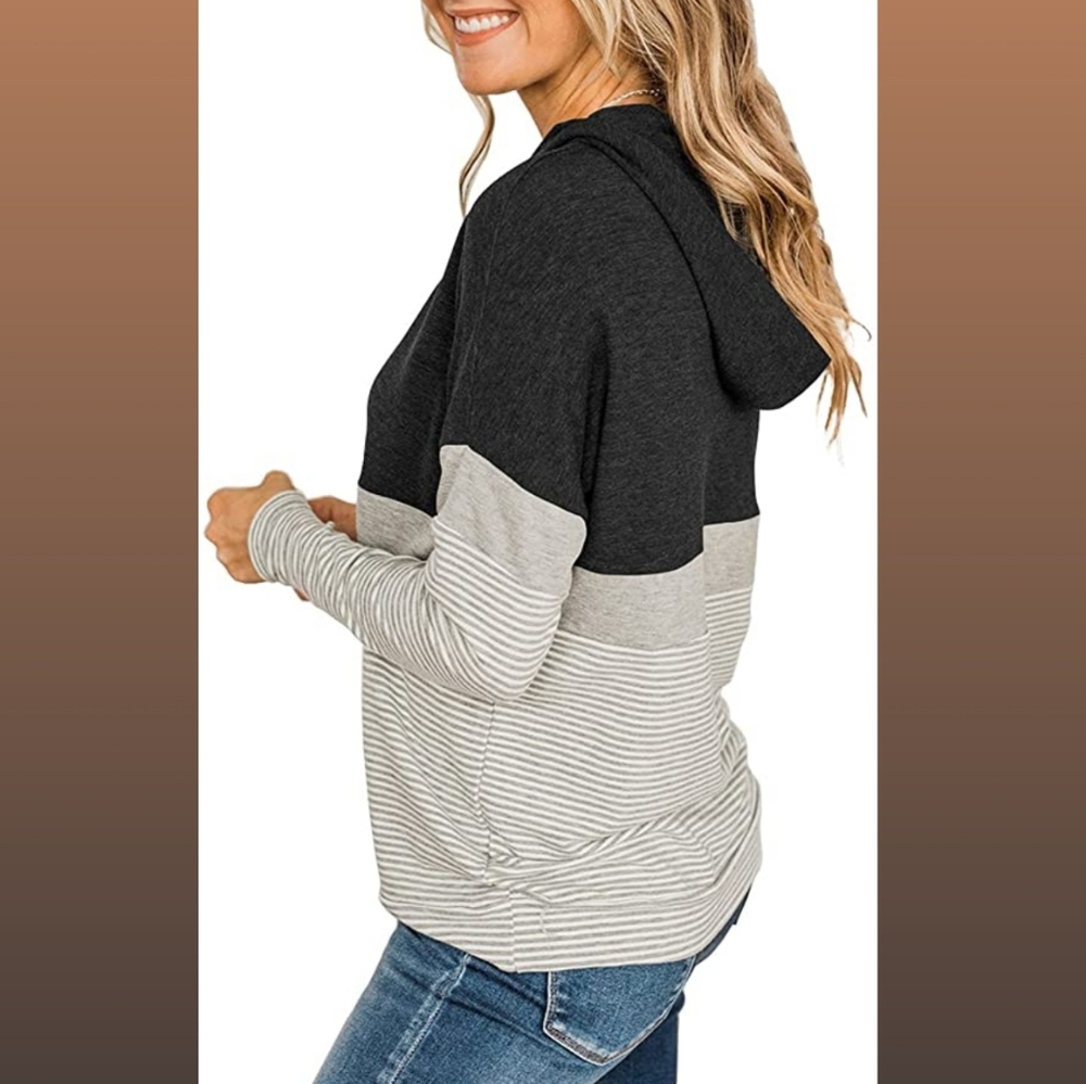 Women's Colorblock Drawstring Sweater - Picture 3 of 5